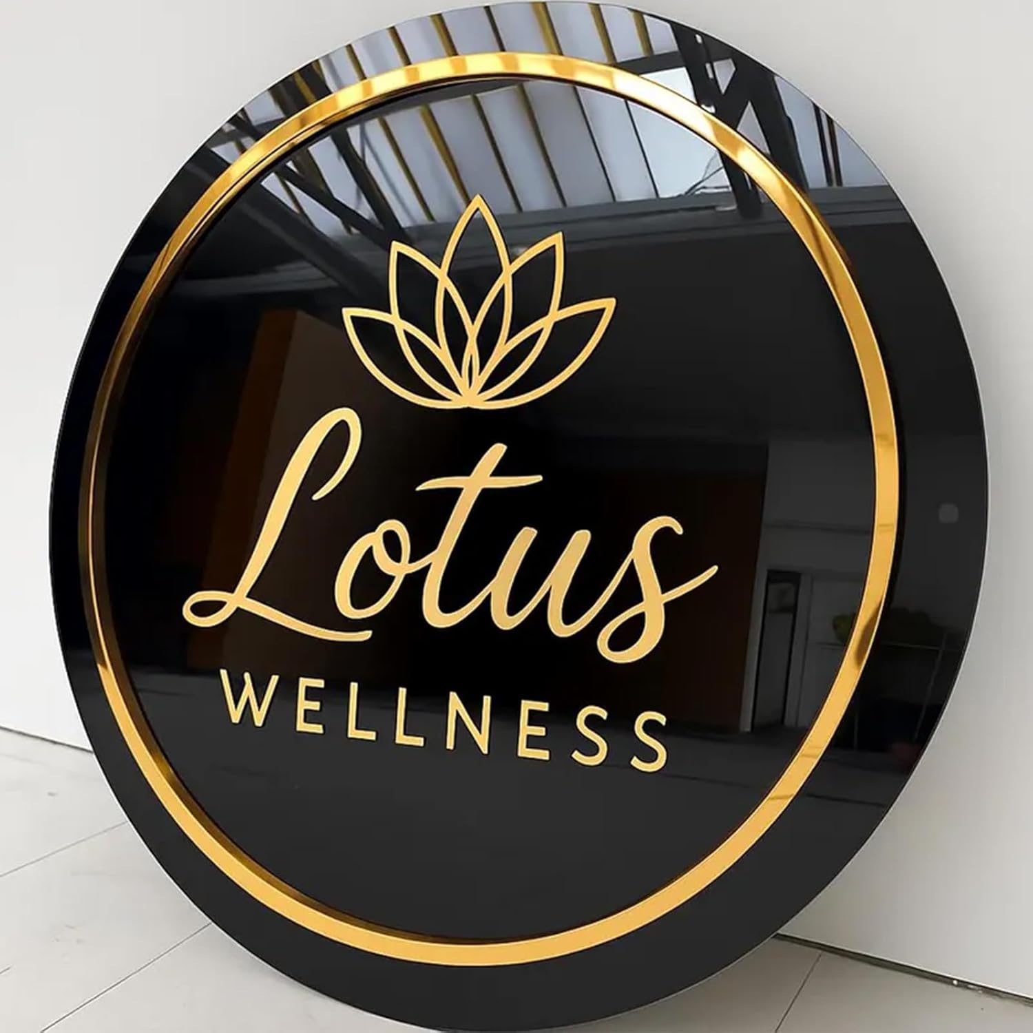 Custom Round Acrylic Business Logo Sign – Personalized Office Wall Decor, Storefront Signage, 3D Acrylic Logo Plaque – Customizable Business Sign for Shops, Salons, Cafes (01)