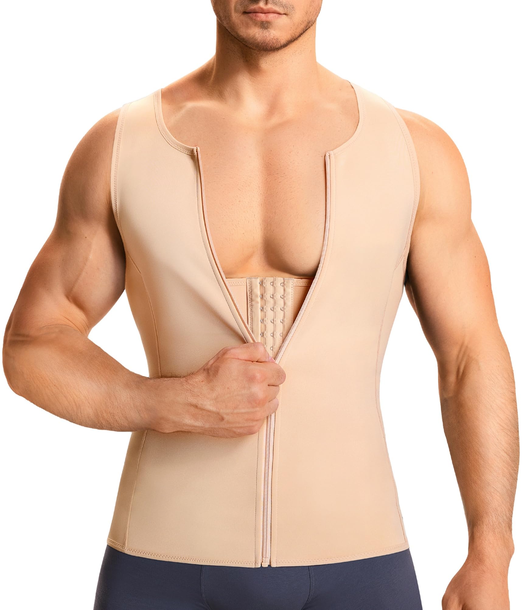 Photo 1 of TAILONG Men Compression Shirt For Body Slimming Tank Top shaper Tight Undershirt Tummy Control Girdle (3X-Large, Beige)