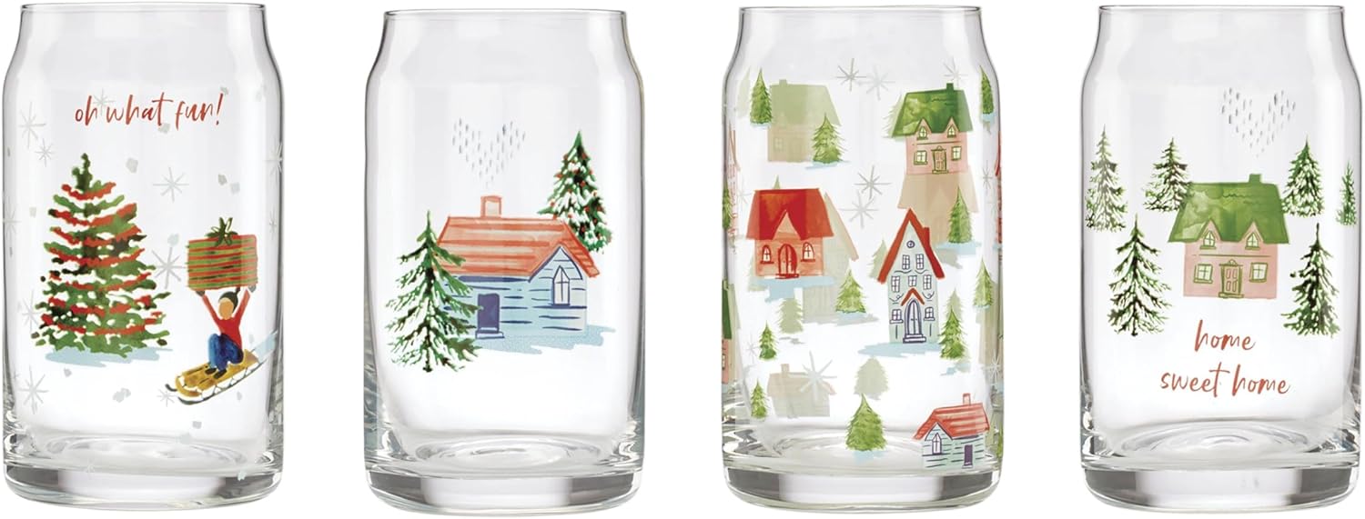 Cambridge 16 Oz Oh What Fun Cocktail Glasses, Set of 4, 4 Count, Multi