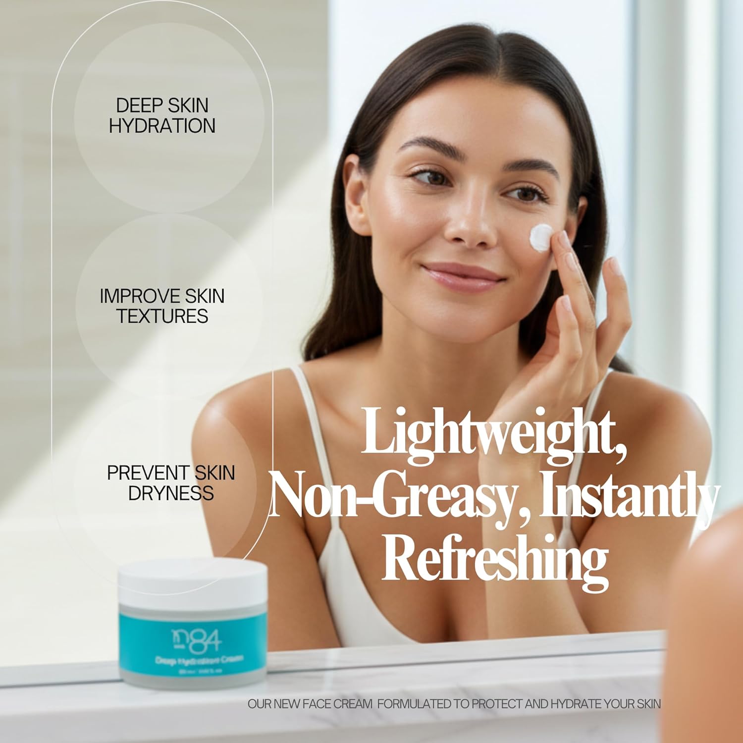 Korean Face Moisturizer with Hyaluronic Acid & Niacinamide – Deep Hydration Anti-Aging Cream for Women – Daily Face Cream for Dry Skin 50ml - Image 4