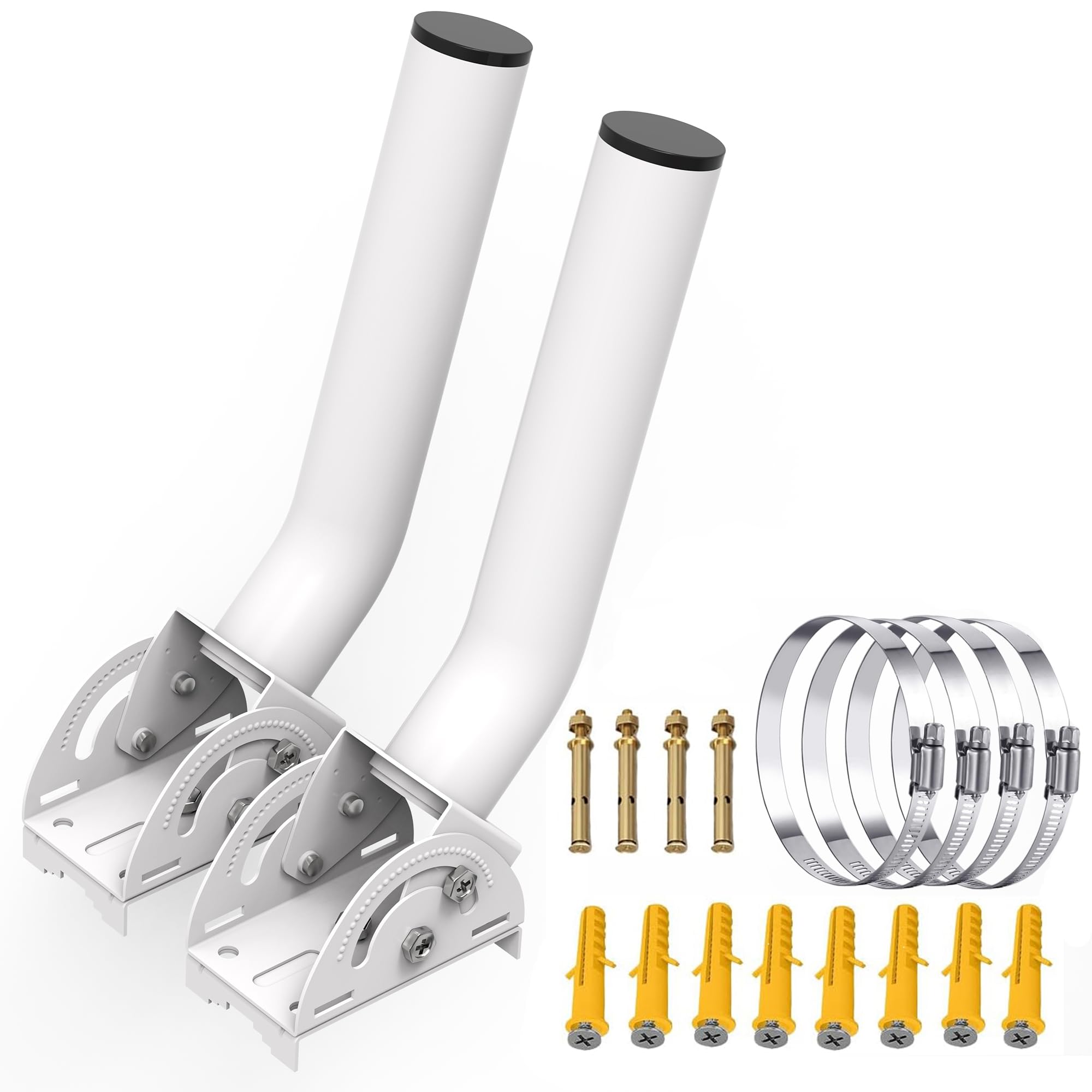 Adjustable J Pole Mount for Point to Point Wireless Bridge Outdoor – 12" Universal Antenna Mounting Bracket for Access Points, Starlink WiFi Extender (2-Pack,White)