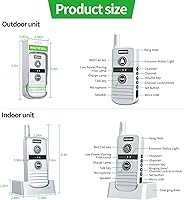 Vista 9 de Wireless Intercom Doorbell,4900ft Long Range Home Intercom System,Two Way Intercom for Elderly with 16 channels,21 Ringtones, 4 Volume Levels,Room