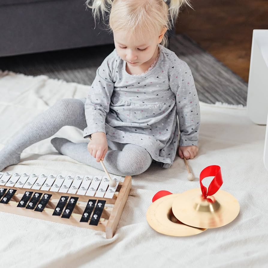 6 Pcs Finger Cymbals With Wooden Handles Mini Belly Dancing Cymbals