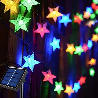 50ft 120LED Solar String Fairy Lights Outdoor,Waterproof Star Twinkle Decorative Lights for Garden,Patio Post,Deck,Canopy,Gazebo,Porch,Pergola,Balcony,Backyard Fence,Party Decor,Multicolored