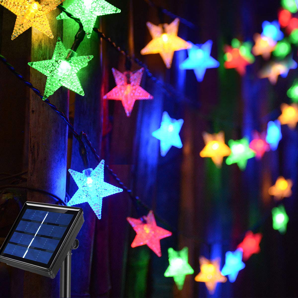 Photo 1 of ****FOR PARTS ONLY/ NON-FUNCTIONAL*** Abkshine 50ft 120LED Solar String Fairy Lights Outdoor,Waterproof Star Twinkle Decorative Lights for Garden,Patio Post,Deck,Canopy,Gazebo,Porch,Pergola,Balcony,Backyard Fence,Party Decor,Multicolored