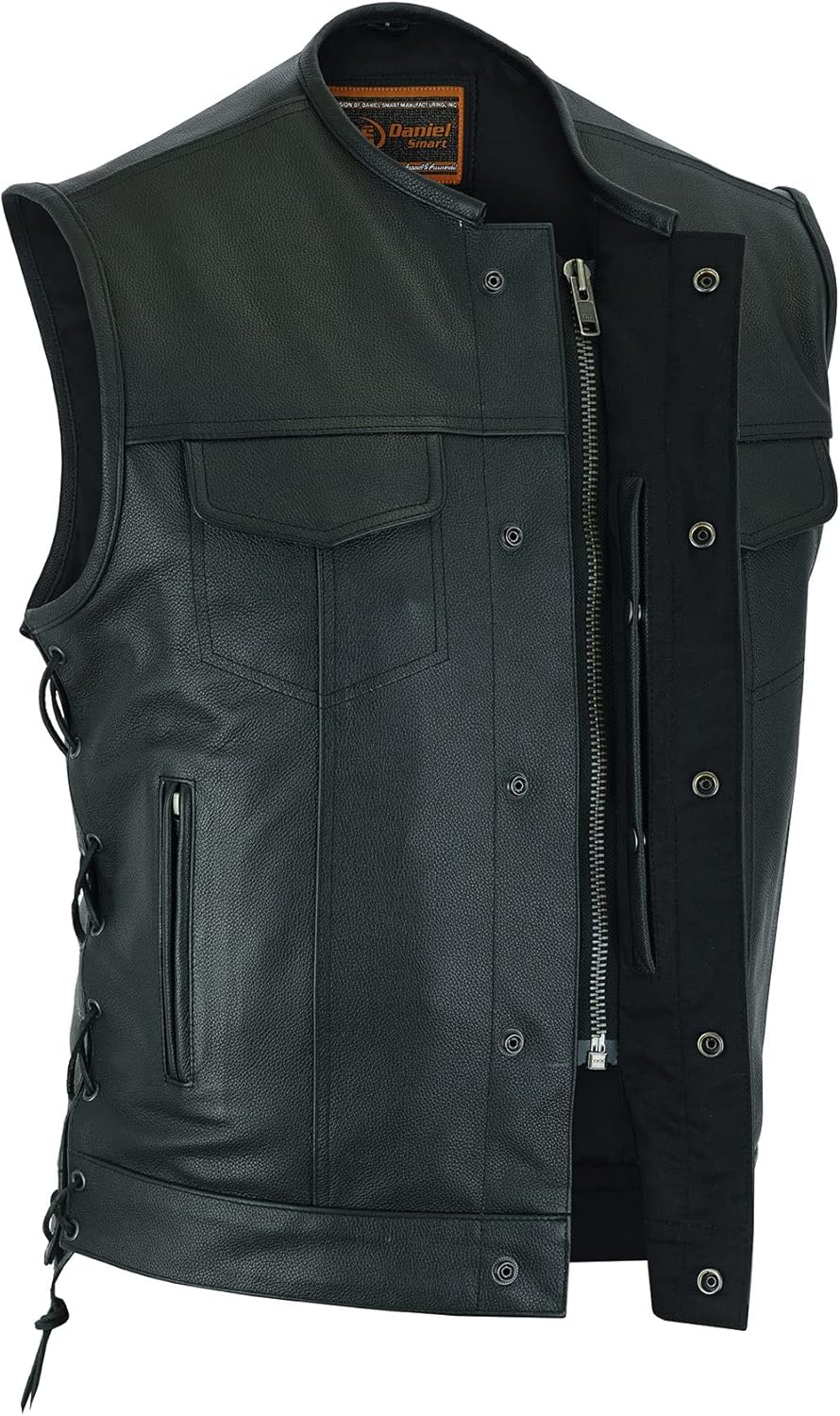 Daniel Smart Women's Motorcycle Leather Vest - Premium Cowhide Biker Vest