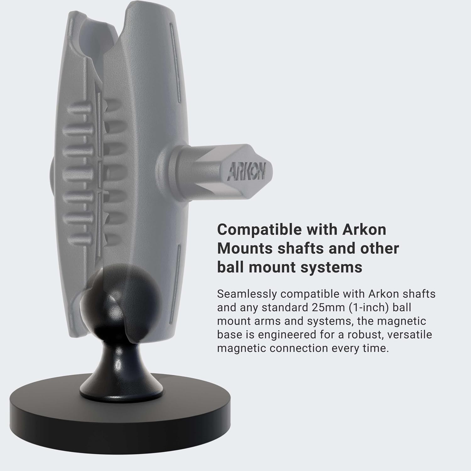 ARKON 65mm Diameter Round Heavy-Duty Magnetic Base with 25mm (1 inch) Ball