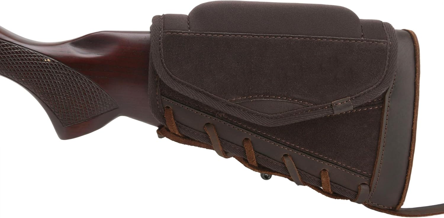 WAYNE'S DOG Leather Buttstock Cheek Riser Pad with Rifle Shell Holder, Fit Righty or Lefty Hand Shooter