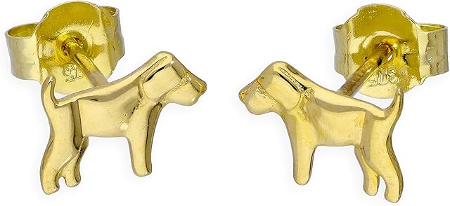 9ct Gold Labrador Stud Earrings