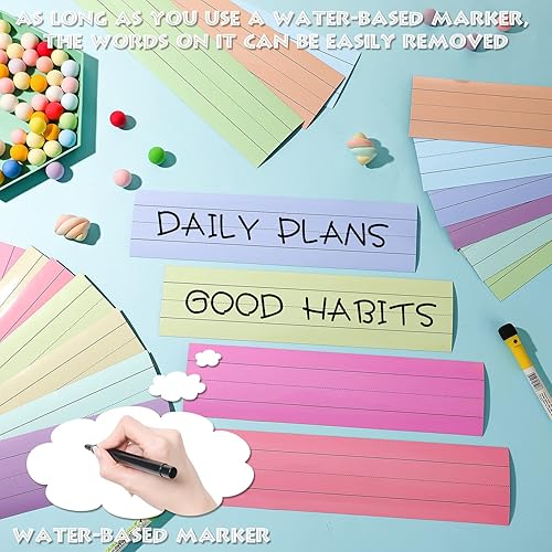 Miniatura 4 de Tiras magnéticas de oración de 12 x 3 pulgadas, tiras magnéticas de borrado en seco para profesores, tiras magnéticas, herramientas de aprendizaje