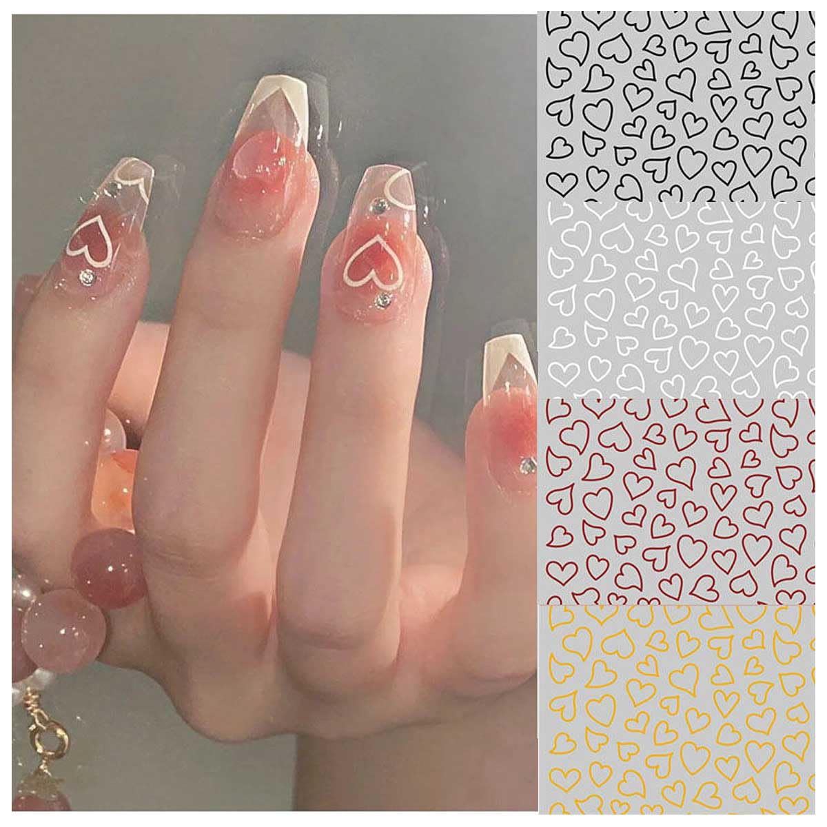 Amazon.co.jp: ネイルシール 5個セット ハート 透け ネイル用 落書き