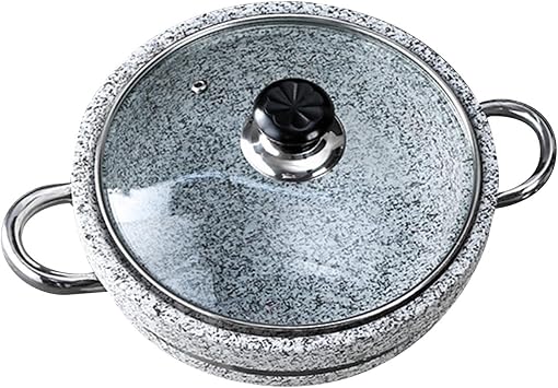 Korean Stone Bowl Frying Pot Soup Bowl Ramen Bowl Serving Bowl Induction Base Dolsot Pot for Bibimbap Rice Soups Stews Donabe, 30cm30cm