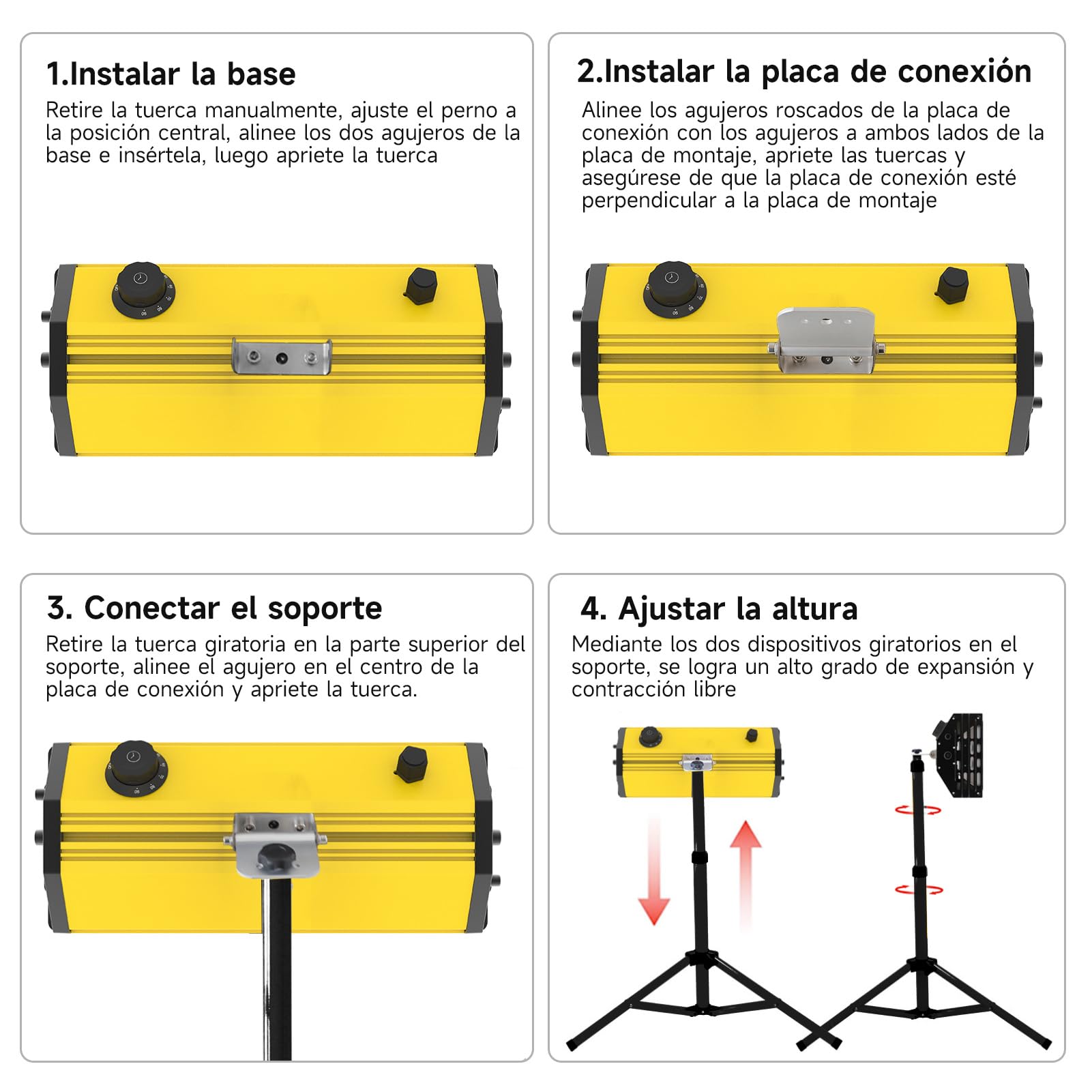 DATOUBOSS Lámpara Infrarrojos Pintura 2000W 220V con Soporte Telescópico Ajustable y Temporizador 0–90 min, Secador de Pintura Automotriz de Onda Corta para Reparación de Carrocerías (650×500 mm)