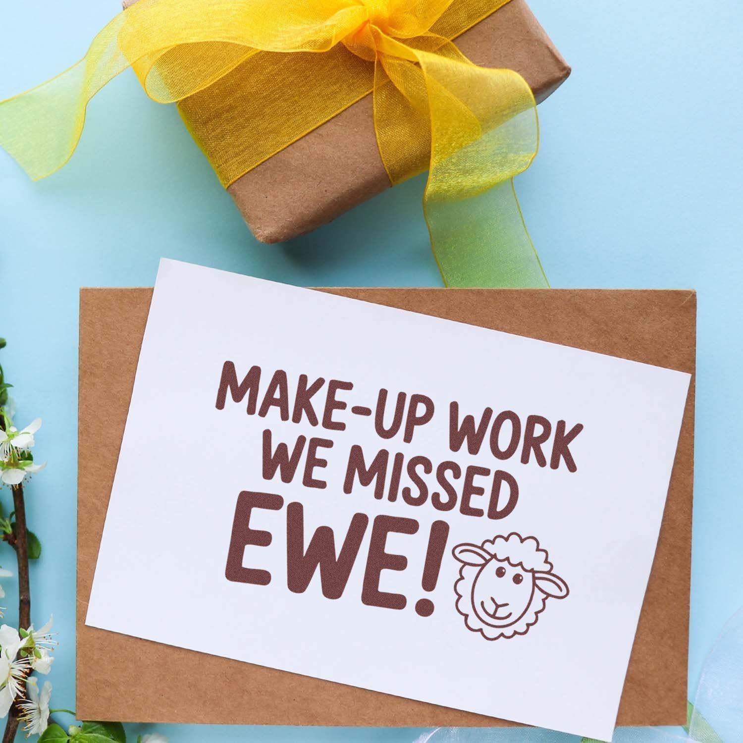 Cute Teacher Ewe Sheep Design Pre-Inked Compact, Stamp, Compact Stamp for Elementary, Preschool Classroom, Quick Feedback Marker, Crisp Print, Reusable Ink, Pocket Size