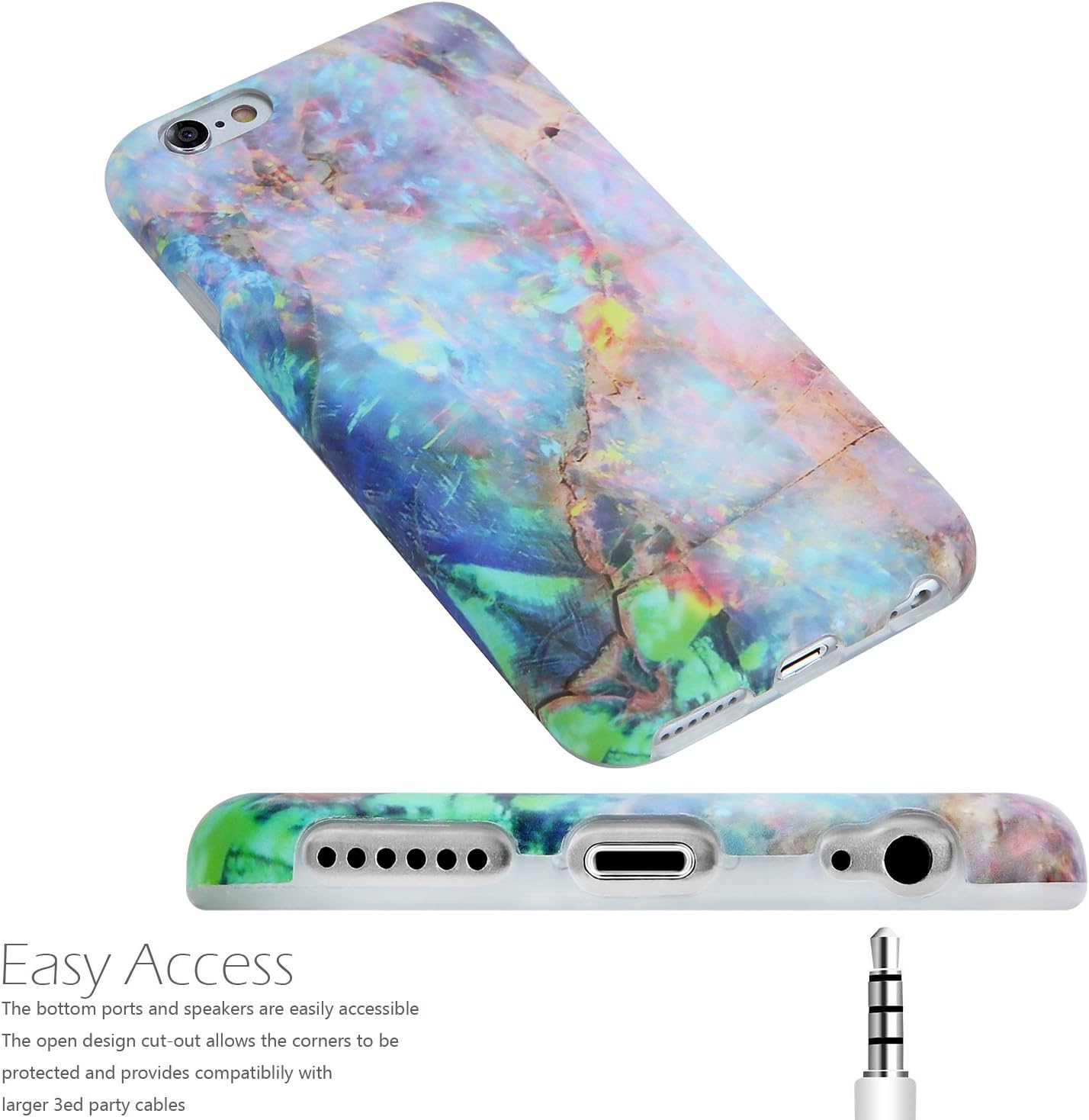 iPhone 6 Case, iPhone 6s Case,VIVIBIN Shock Absorption Matte TPU Soft Silicone Rubber Protective Cover Phone Case for iPhone 6/iPhone 6s - 4.7" (Marble-048)