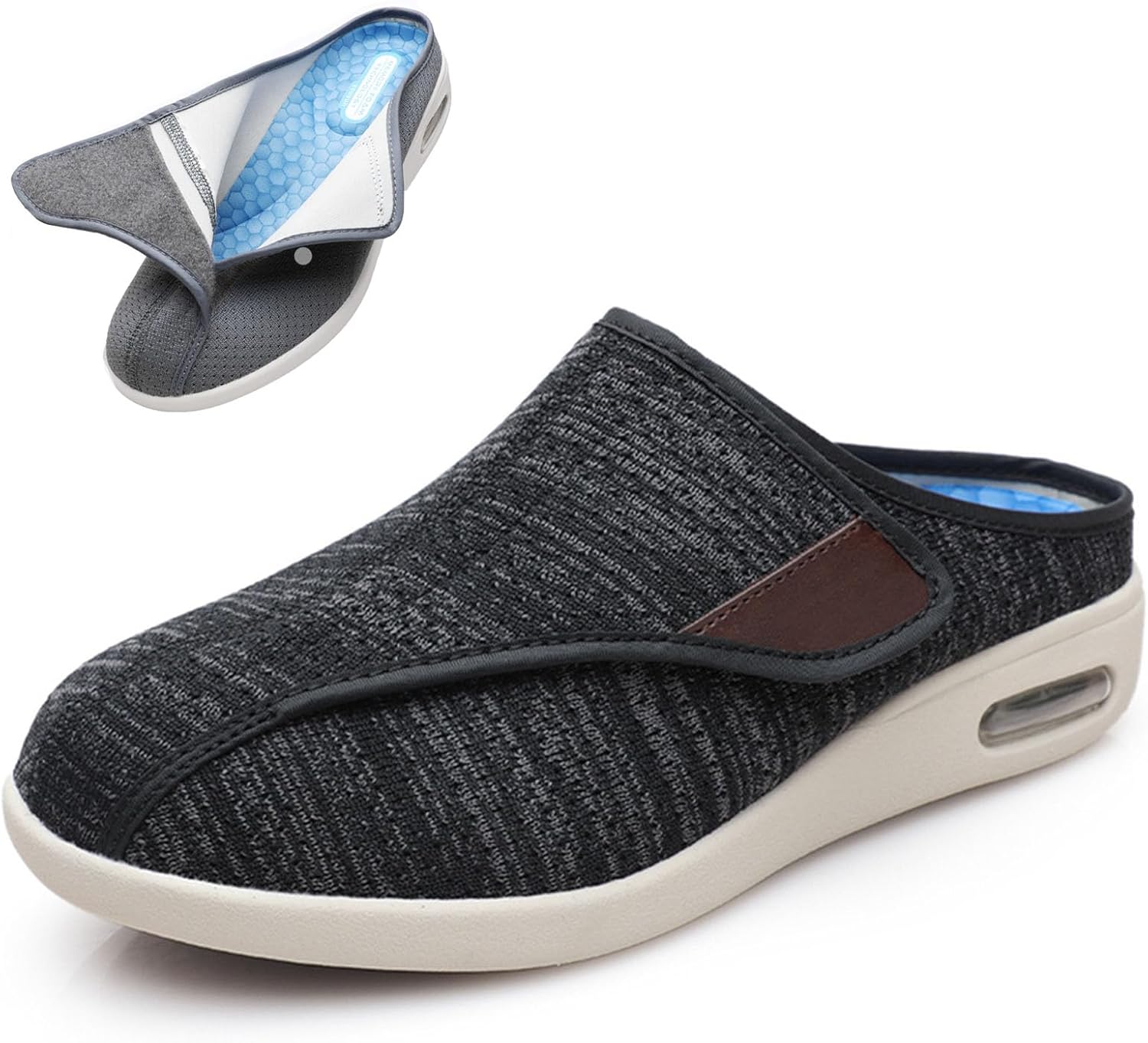 bumuam Womens Stylish Diabetic Shoes,Adjustable Lightweight Non-Slip Orthopedic Walking Slippers for Elderly Hammertoe Arthritis Swollen Feet Men 4.5/Women 5.5