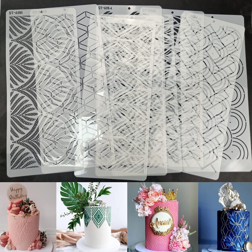 15 PCS Plastic Airbrush Cookie Cake Stencils for Cake Decoration Fondant Decorating Stencils for Wall Painting Drawing Stencil Set Cake Tools ST-6151~6165