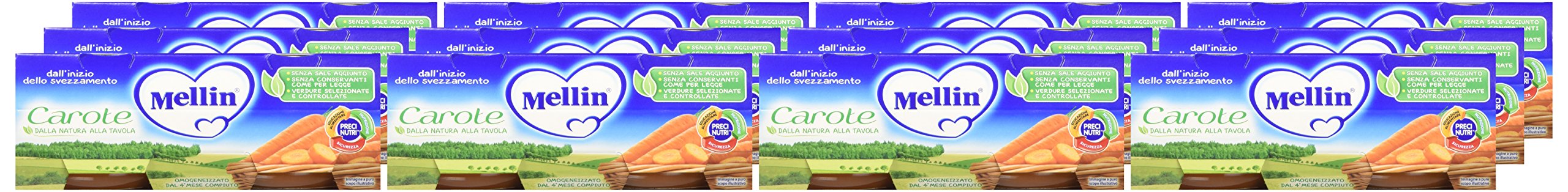Mellin Omogeneizzato Carote - 24 Vasetti da 80 gr