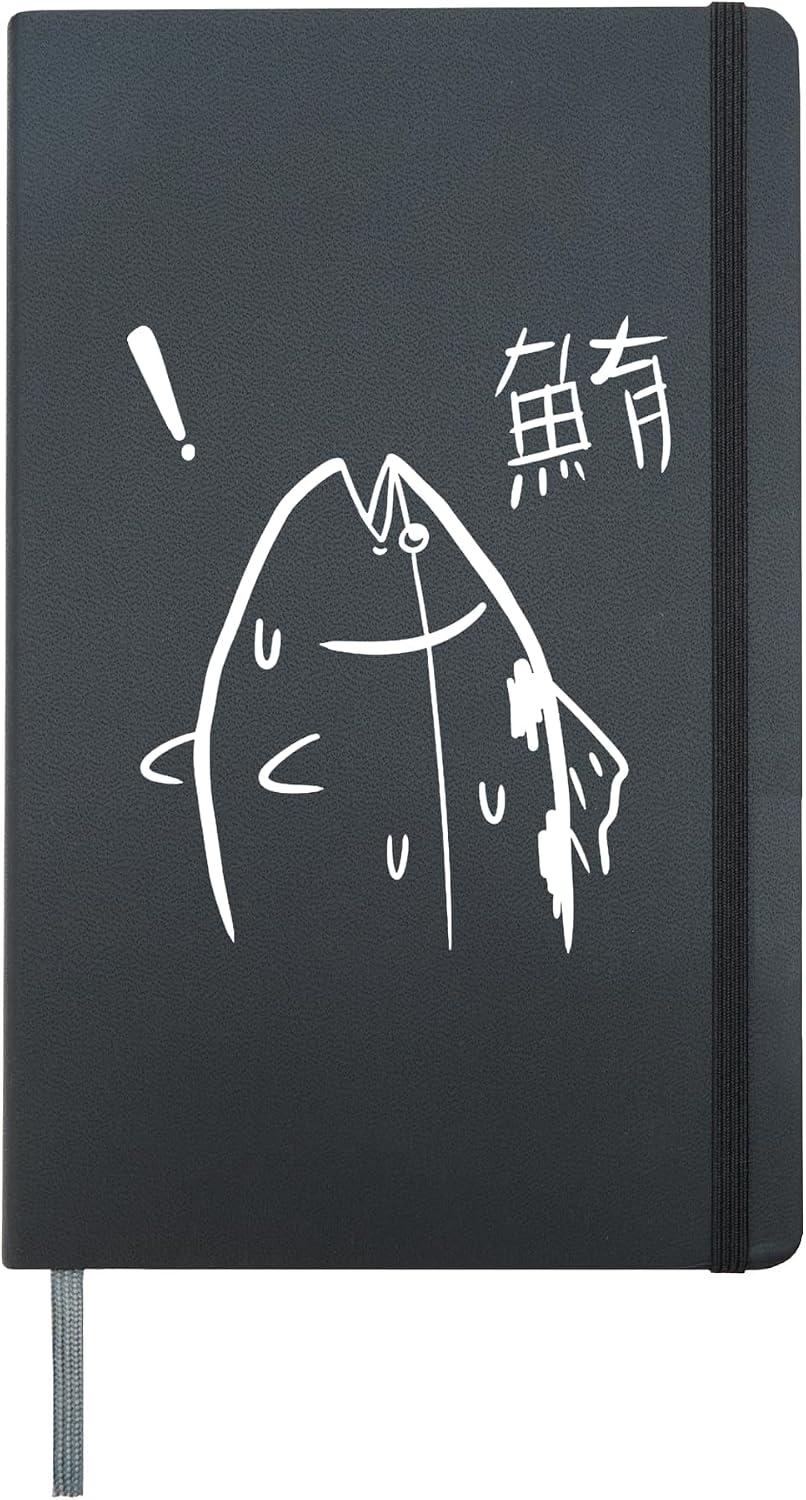 Harajuku Fish Manga Fish Graphic Design Hardcover Journal, Black