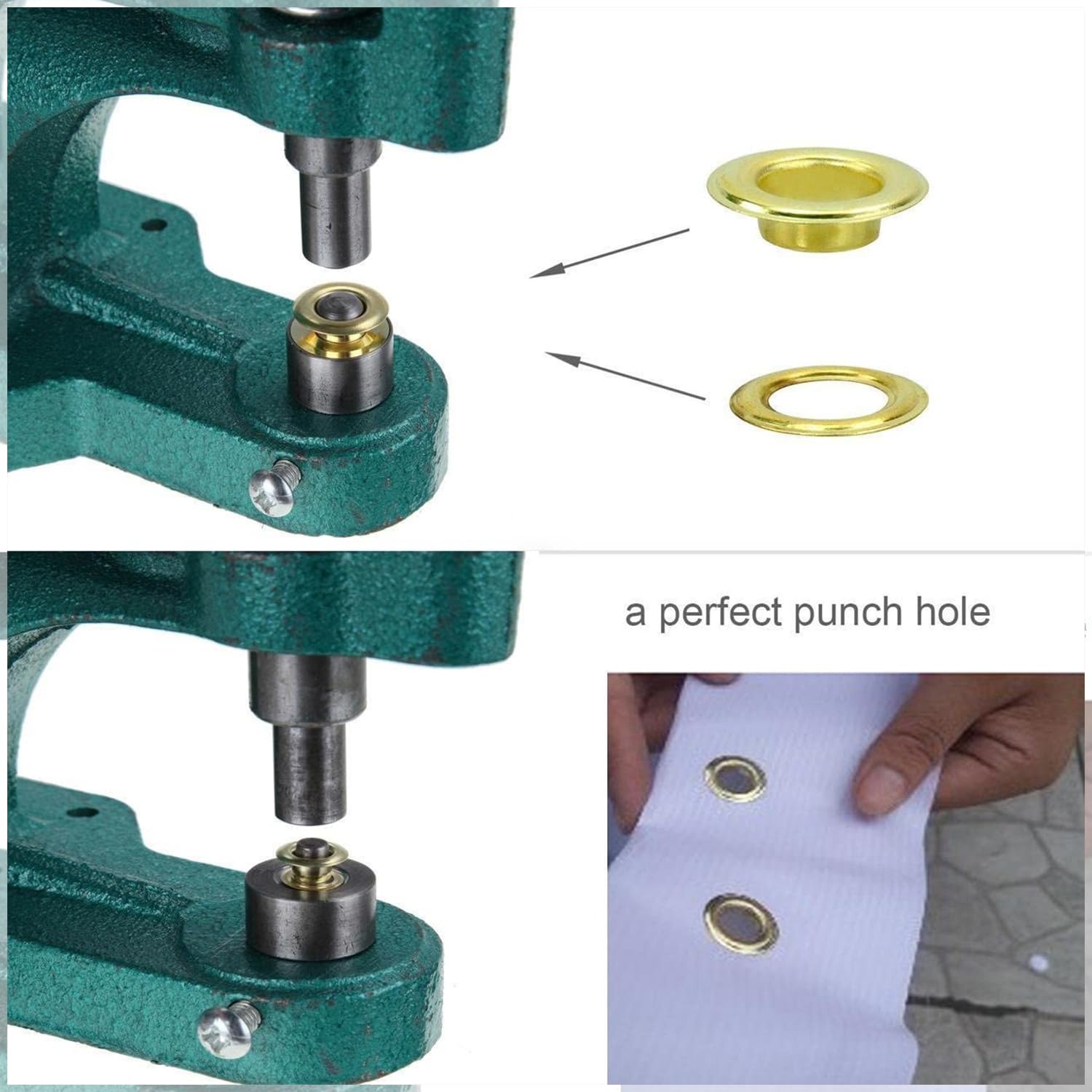 Przycinanie do sklepu Grommet Punch Machine, 6 mm matryce oczkowe i 1000 szt. złote oczka zestaw do rzemiosła skórzanego, odzieży, torby, paski, sztuki i rękodzieła
