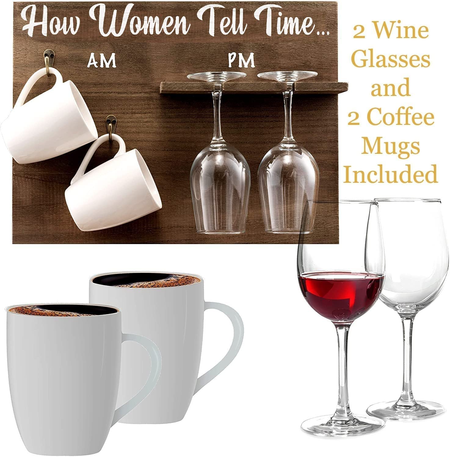Mothers Day Birthday Gifts for Women - Unique Funny Gift for Mom - Great Gift Idea for Moms, Sister, Wife, Aunt, Mother in law - Womans Birthday Presents - Includes 2 Glasses and 2 Coffee mugs