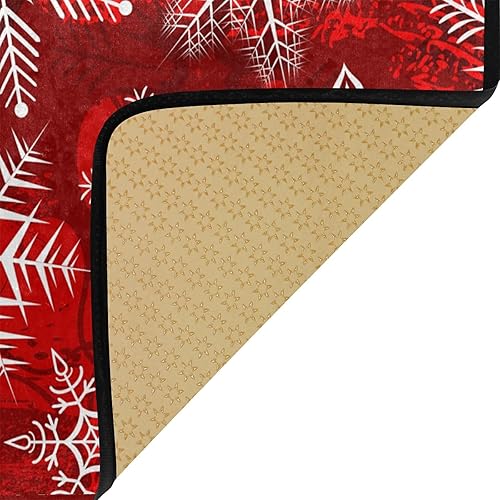 Miniatura 6 de Alfombra de Navidad para cocina, patrón rojo con copos de nieve, flores, tapete de baño, alfombras antideslizantes para baño, cocina, interiores, 39
