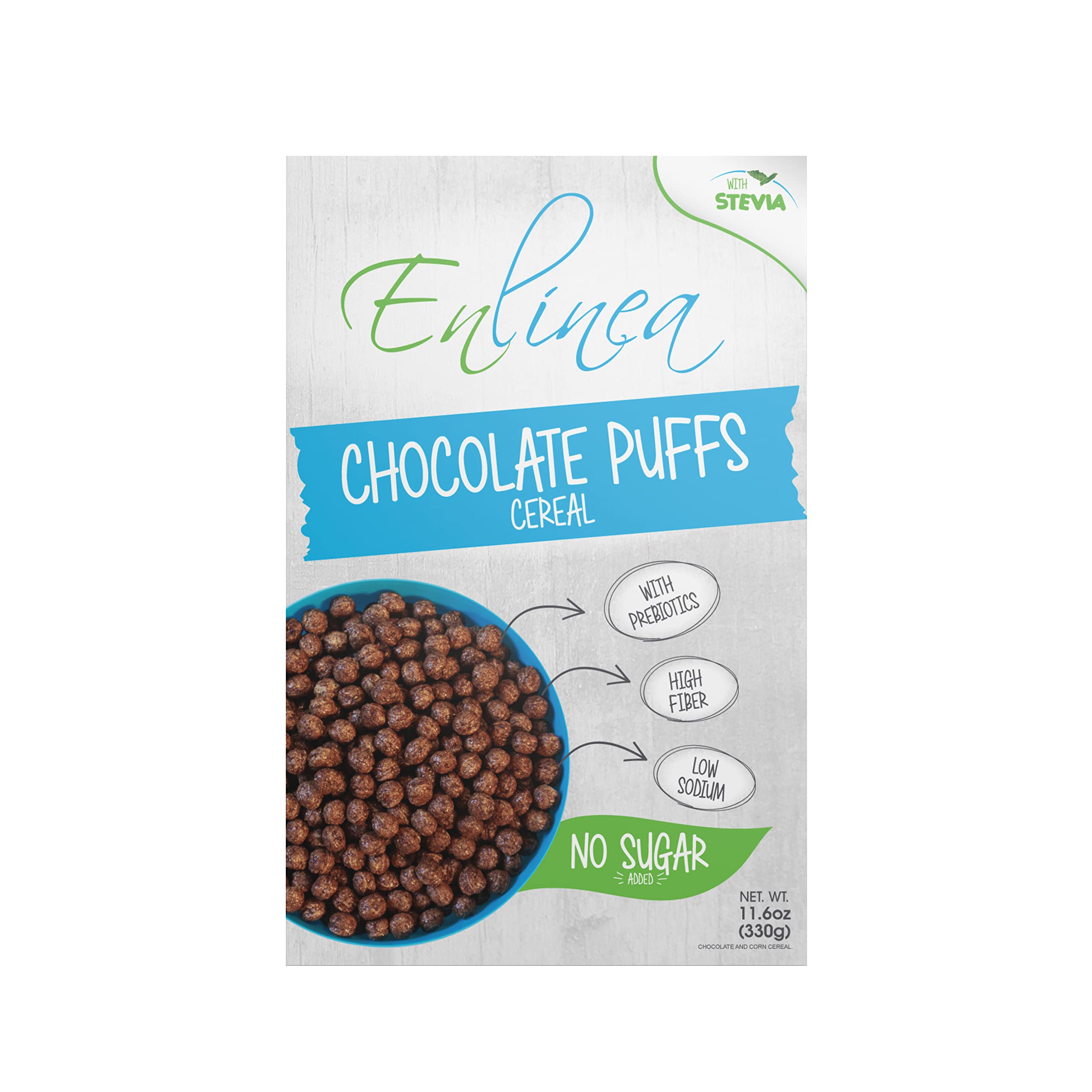 En linea LINEA - Chocolate Puff Cereal, No Added Sugar, 11,64 Oz