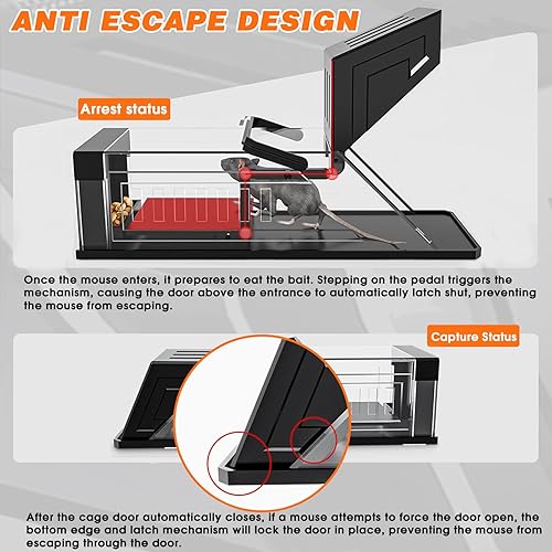 Miniatura 4 de Trampas humanas para ratones 2025, trampa de jaula viva para ardillas, mascotas y niños, apta para mascotas y niños, trampa para ratas humanas al