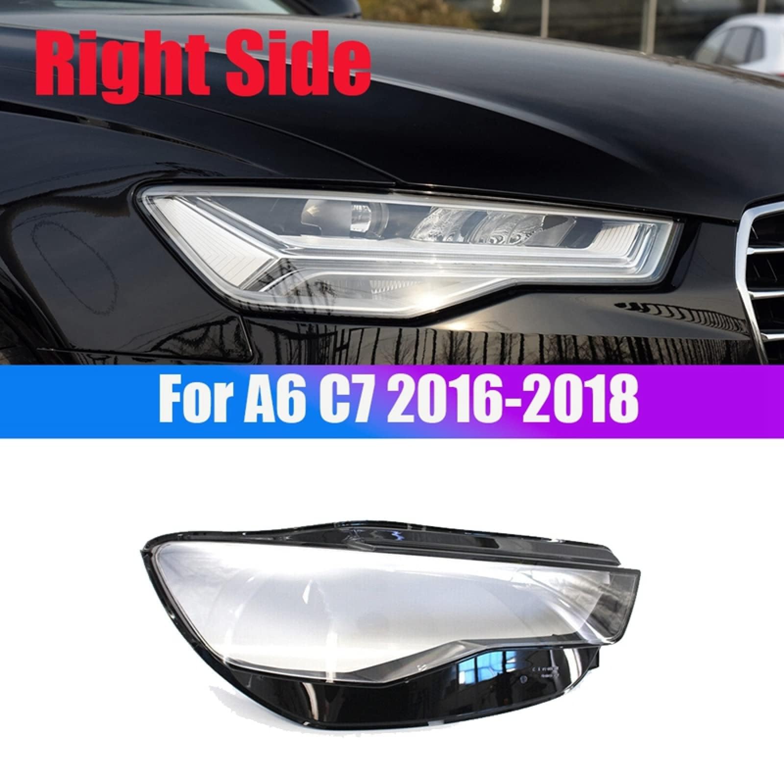 PAREKS Copri Faro Lente per Audi A6 A6L C7 2016-2018,Auto Faro Anteriore del Lente Borsette Guscio di Ricambio,C-Left And Right