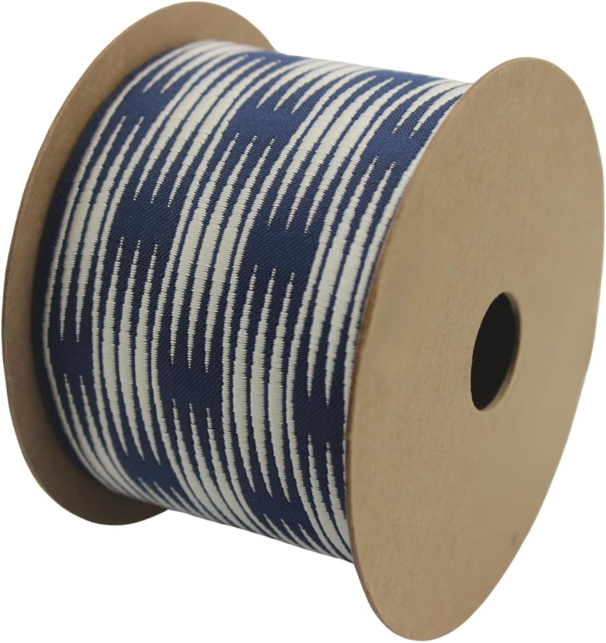 3.8 Yard Spool 2.67" Dark Blue & Cream Zigzag Embroidered Curtain Trim Jacquard Ribbon for Your Drapes Curtains Drapery Banding Trim Tape 206 V6