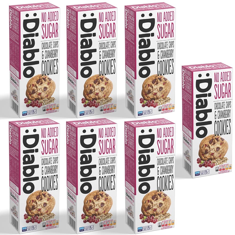 Diablo Chocolate Chips and Cranberry Cookies |No Added Sugar| Sweetened with Maltitol | 135g (Pack Of 7)