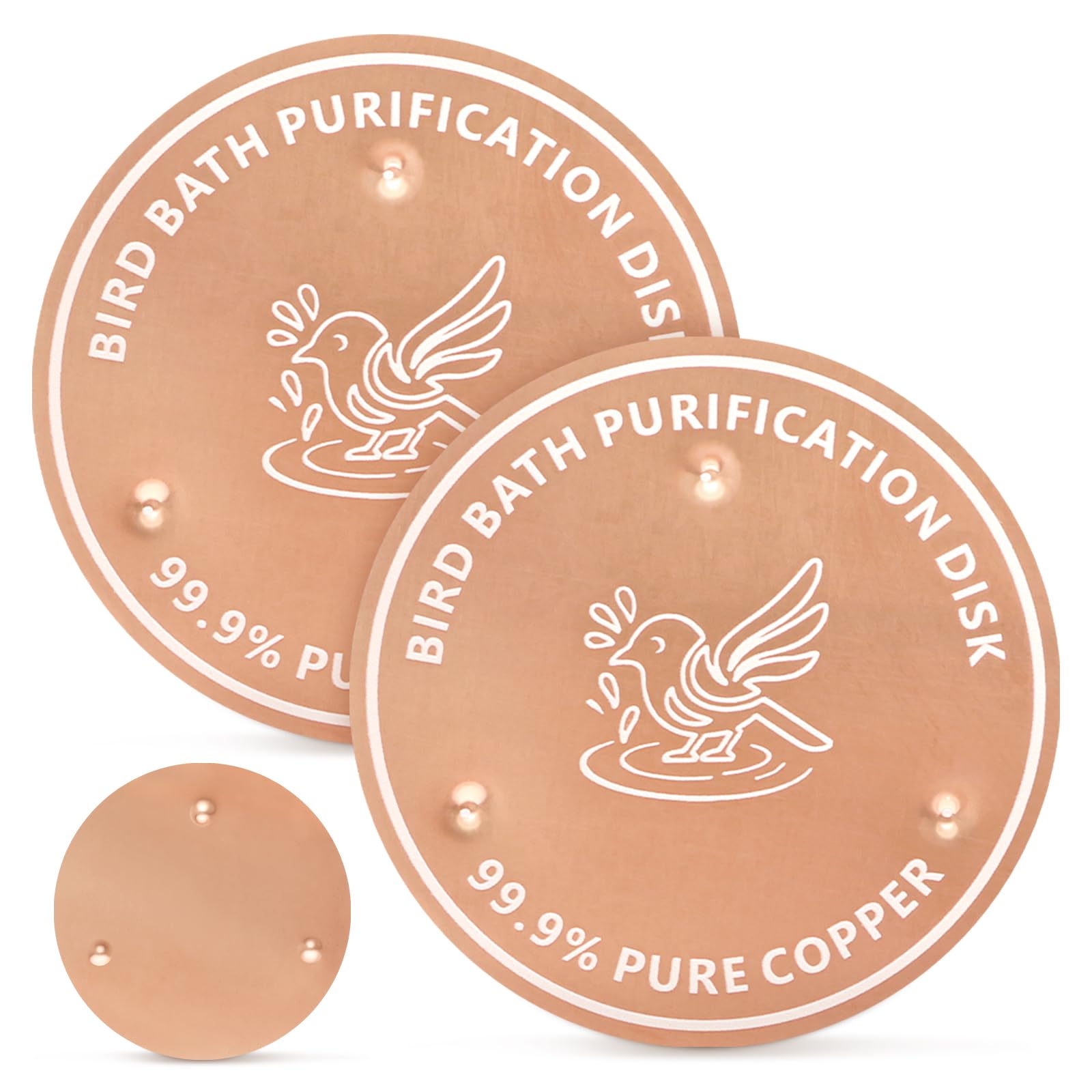 GWCYMYD 2 PCS Bird Bath Copper Disk, 10 cm Pure Metal Water Purifier Disc, Natural Algae Control Fountain Cleaner for Outdoor Garden Wildlife (Style 6)