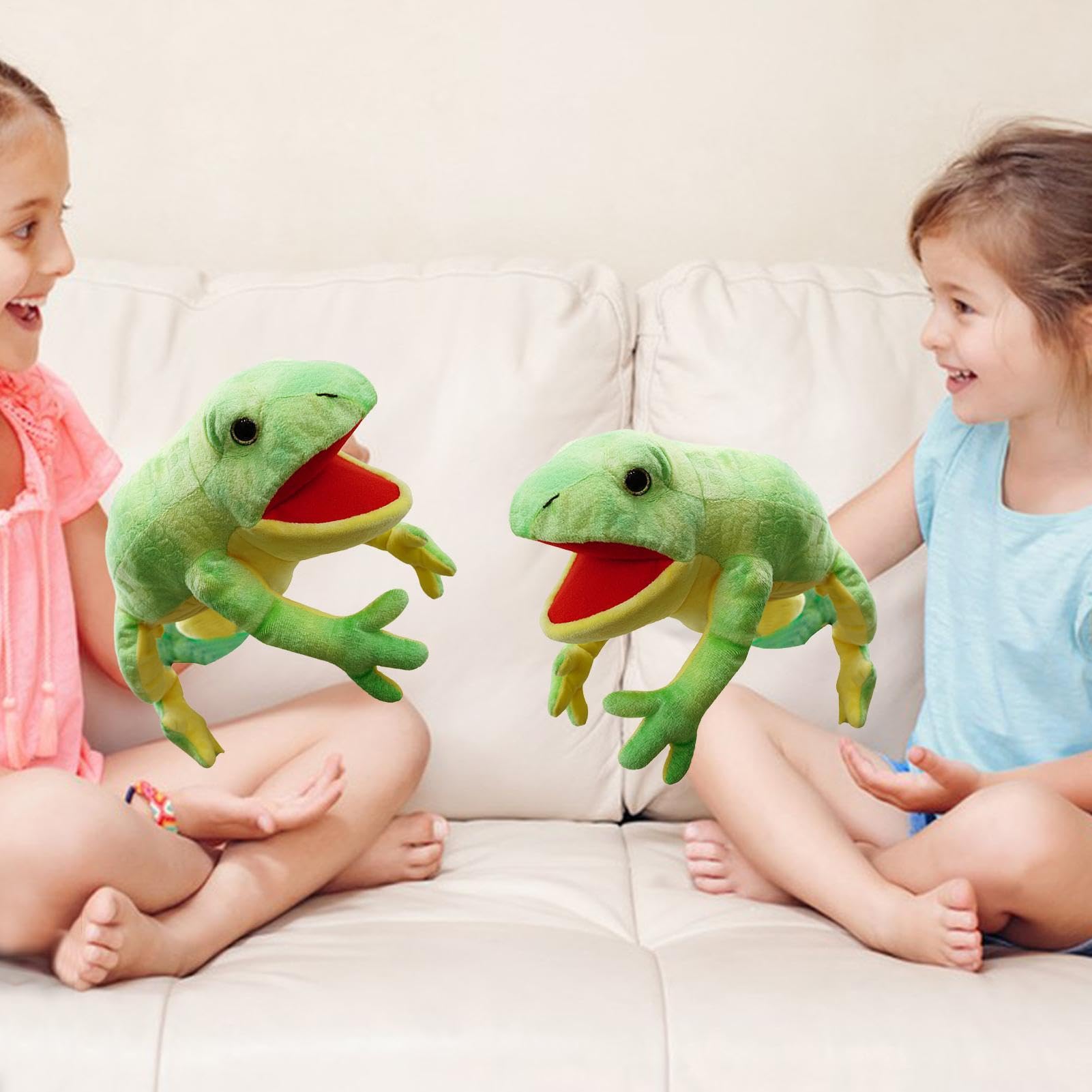 Marionetas de Mano con Móvil - Marioneta de Mano de Peluche Suave de Camaleón | Marionetas de Animales de Peluche Dulce, Regalos de Cumpleaños, Títeres de Mascotas para, Espectáculo
