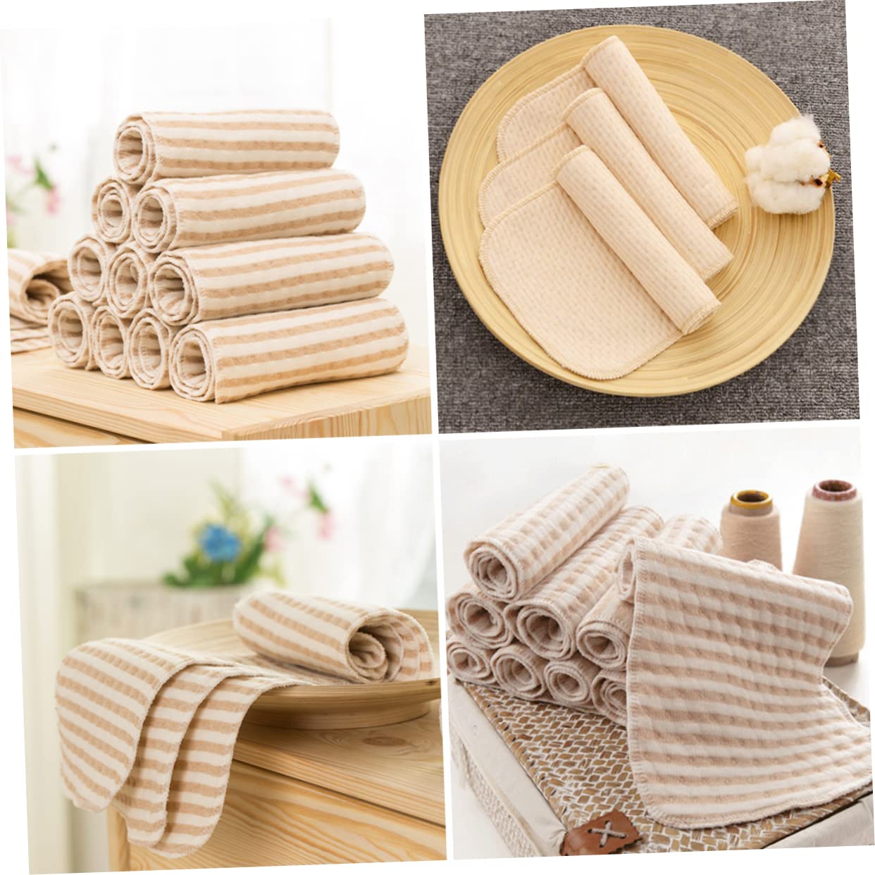 VICASKY Lot de 4 Doublures de Couches Lavables Bébé, Inserts Absorbants Anti-fuites, Tissu Doux 100% Coton, Usage Nuit et Jour, Protection Peau Sensible, Réutilisables pour -né