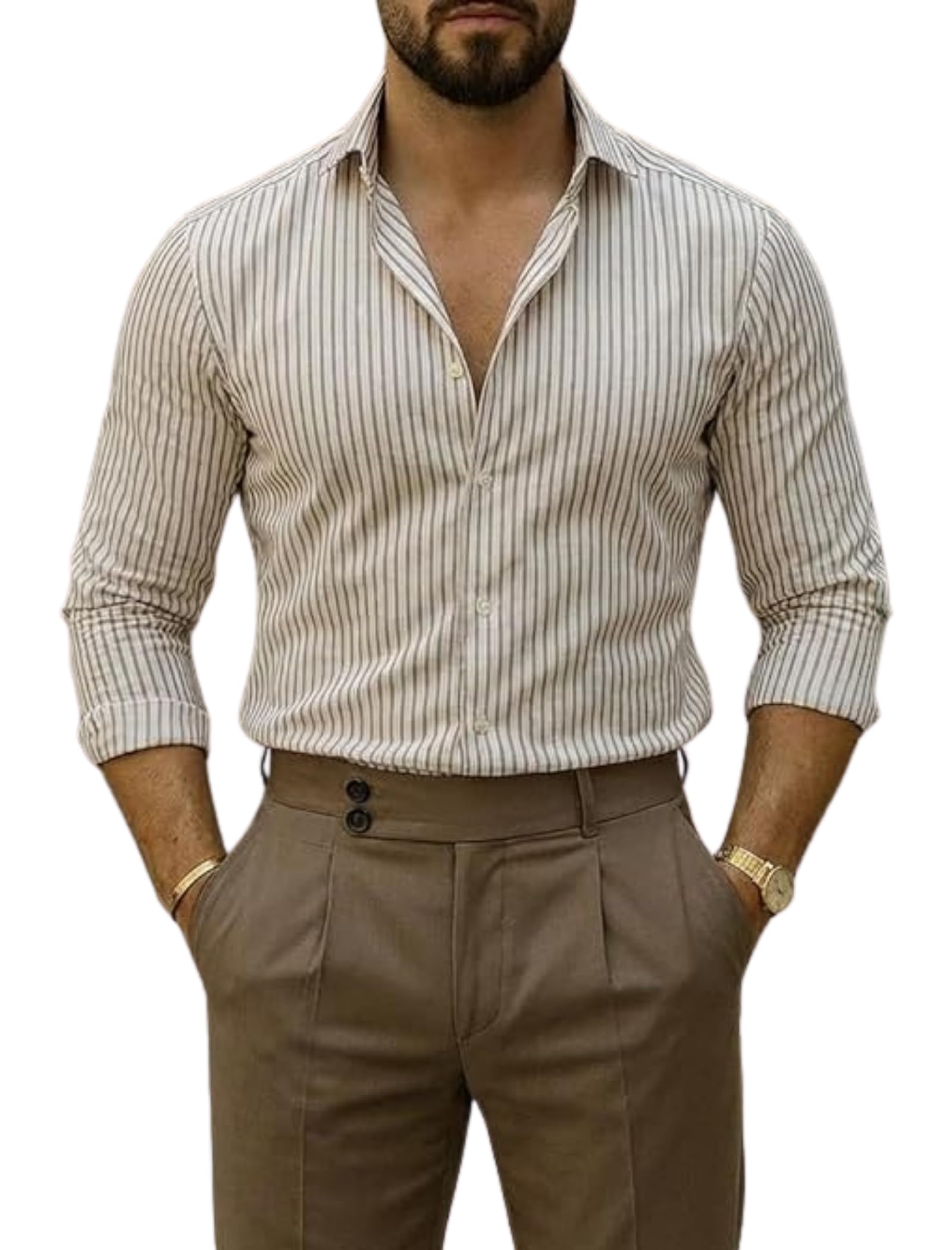Men’s Striped Shirt | Premium Slim Fit Full Sleeve Formal Casual Shirt | Button-Down Cotton Shirt for Office