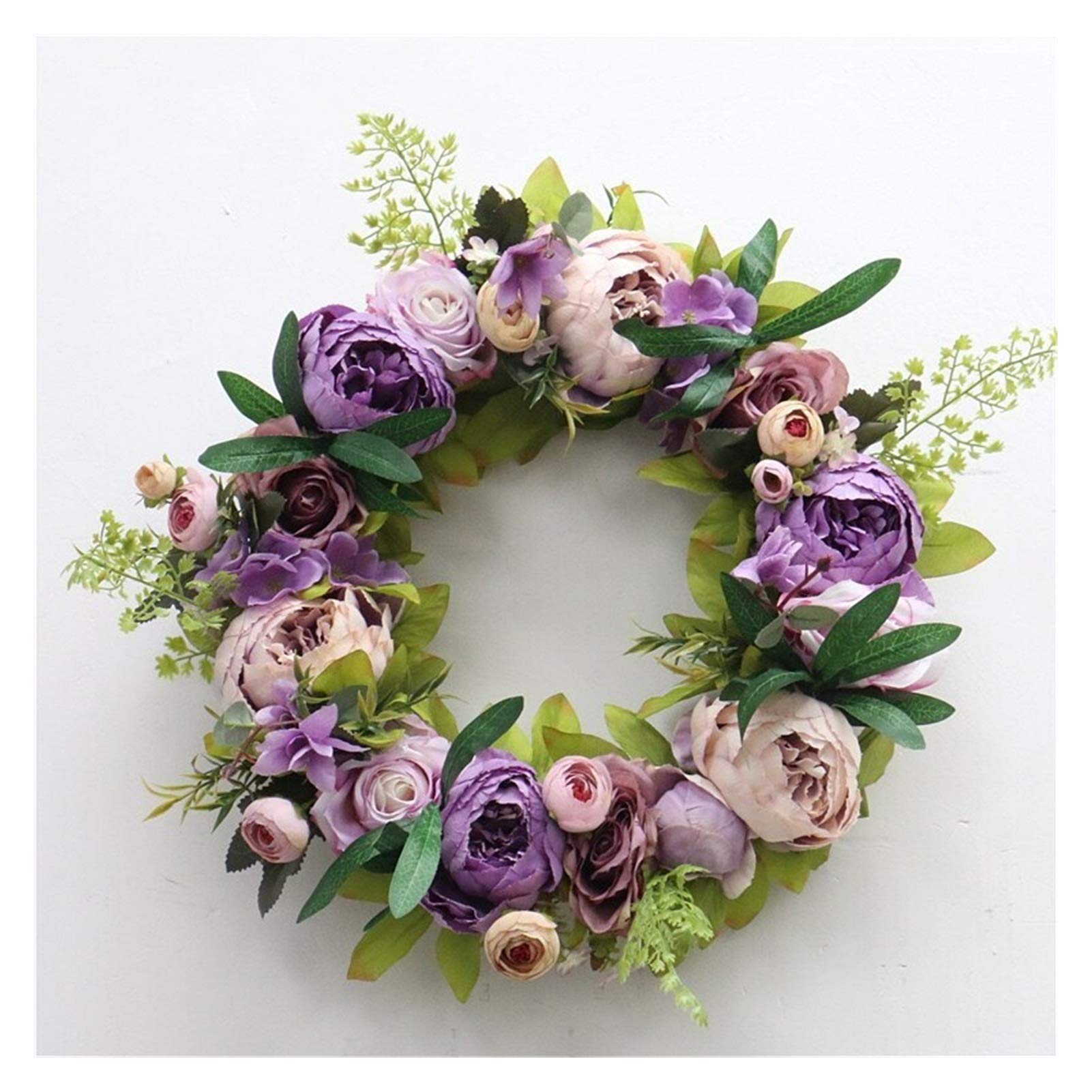 Christmas gifts Sztuczna róża piwonia wieniec linttel dekoracji ściennych kwiat wieniec do ślubu domowe dekoracje świąteczne christmas ornament decoration (Color : 35cm purple)