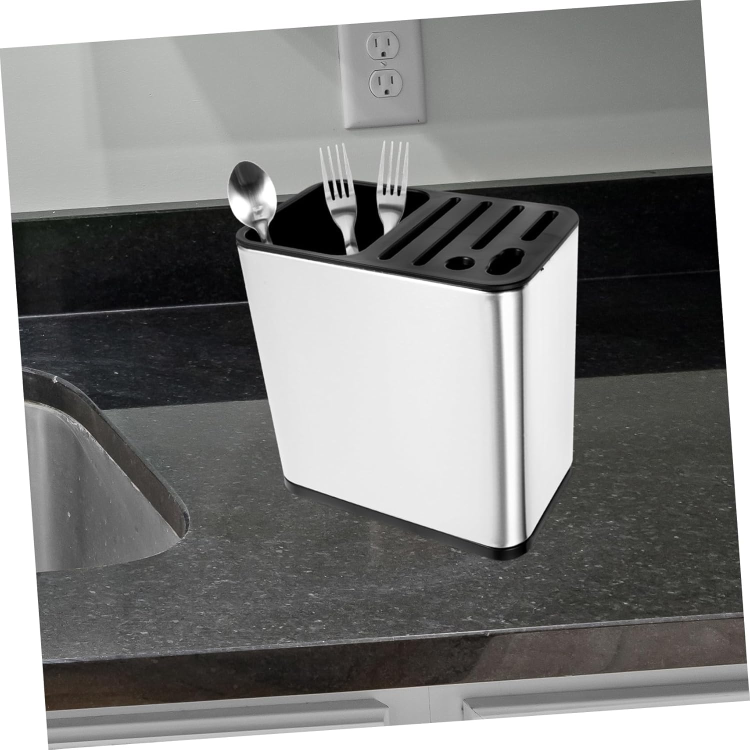 Mobestech Stainless Steel Utensil Holder for Kitchen Organization Rotating Chopstick and Cutter Rack Multi-purpose Kitchen Gadget Sleek Design for Home Dining