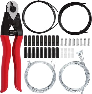 Keadic 83Pcs Universal Bike Cable Housing Set Includes Stainless Steel Bicycle Brake Shifter Cable, O-Rings, Cable End Caps, Cable Cutter and Black Cable Housing for Road Mountain Bicycle Cycling
