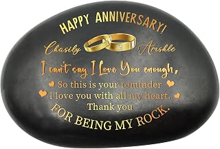 Custom Couple Printed Rock Stone Wedding Anniversary Personalized Gifts for Couple Husband Wife Boyfriend Girlfriend Happy Anniversary Stone Thank You Tor Being My Rock