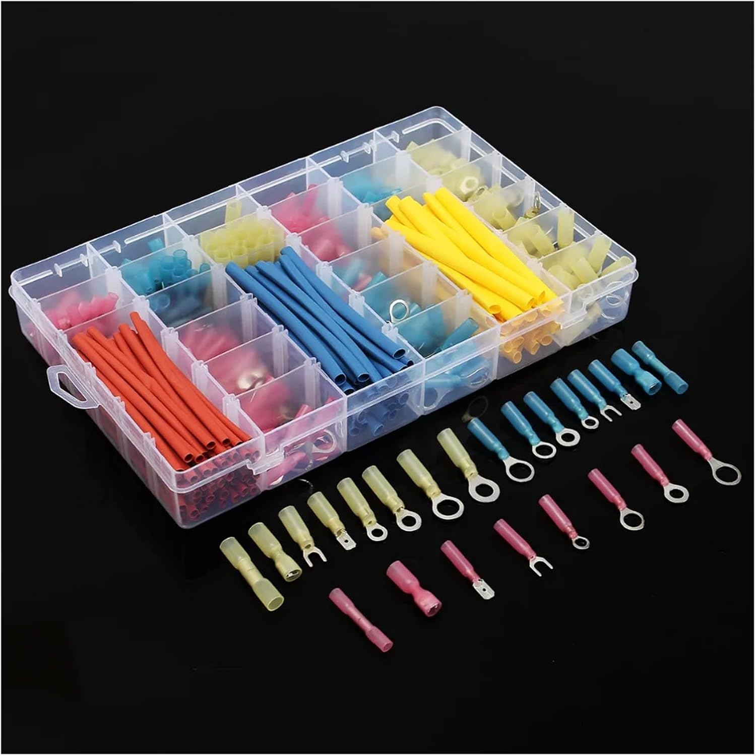 400Pcs Car Wire Electrical Set 255pcs Terminal Connectors With 145pcs 2:1 Heat Shrink Tube RSFR Heatshrink Wire Wrap Cable Kit VUQLDHAYZ