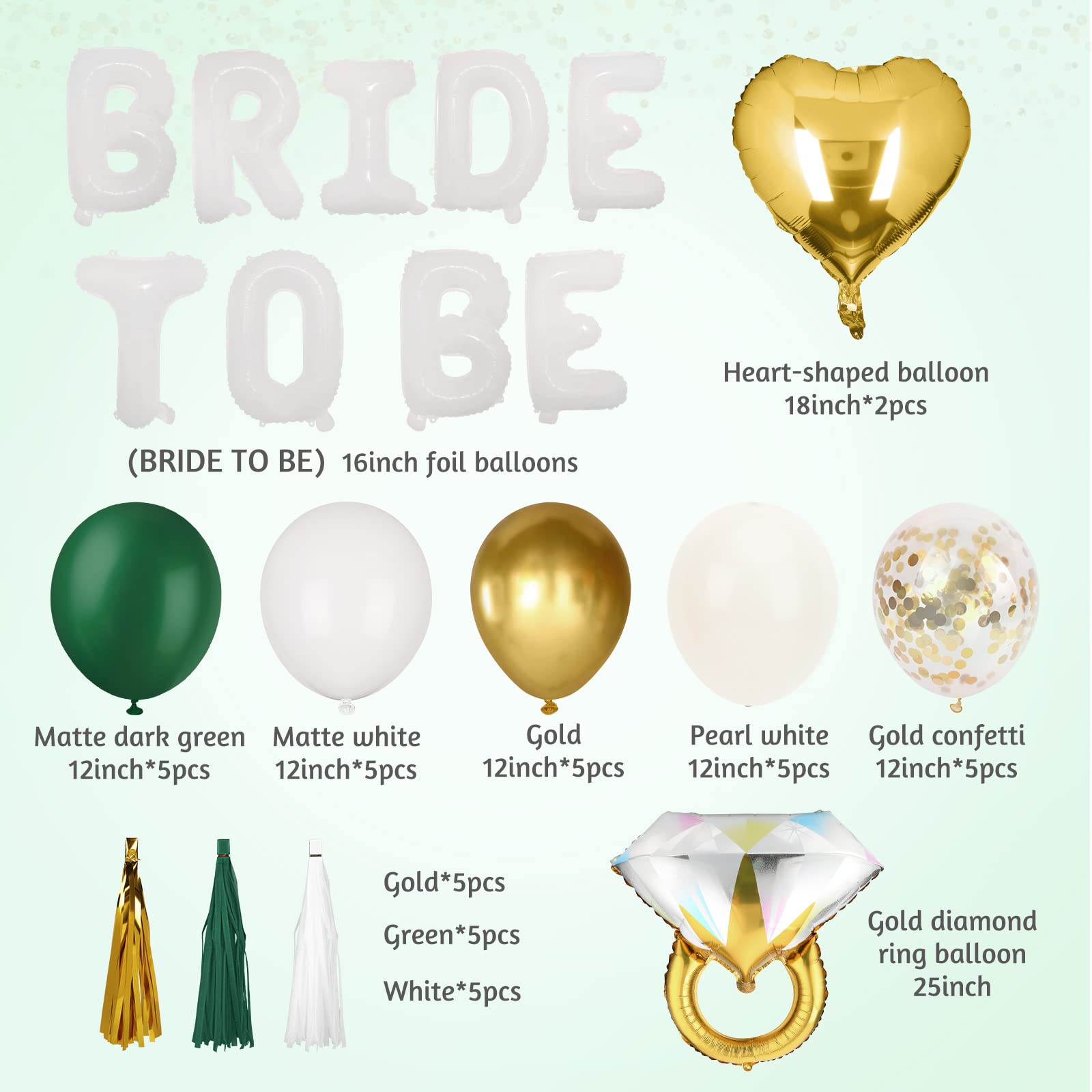 BLOOMIWIN Hen Party Decorations Green Gold and White - Image 3