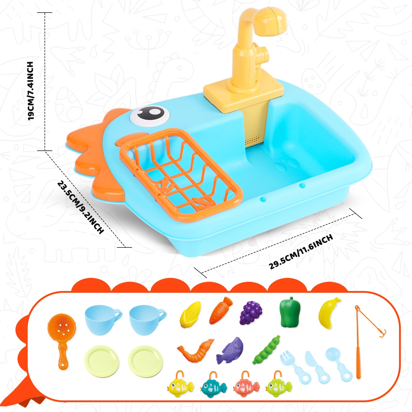 Küchenspüle Kinder mit Wasser Spielzeug Set mit Wasserfunktion Montessori KüChenzubehöR Batterie mit Pumpe Und StäNder Outdoor Garten Wasserhahn KüChe Rollenspiel 1 3 4 Jahre Blau