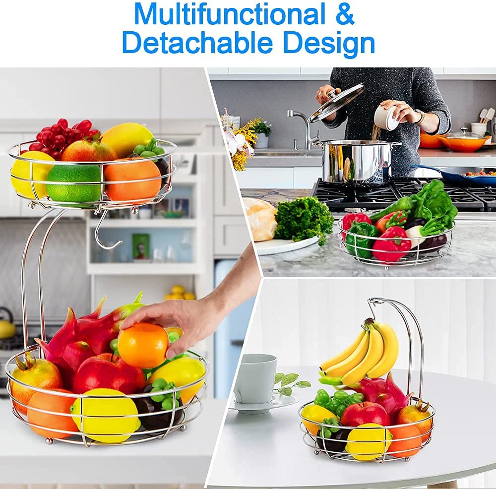 Fruit , 2 Verdiepingen, Fruitschaal, Fruitmand Voor Meer Ruimte Op Het Werkblad Groentemand Van Metaal Keukendecoratie Fruitschalen Voor Groenten En Fruit
