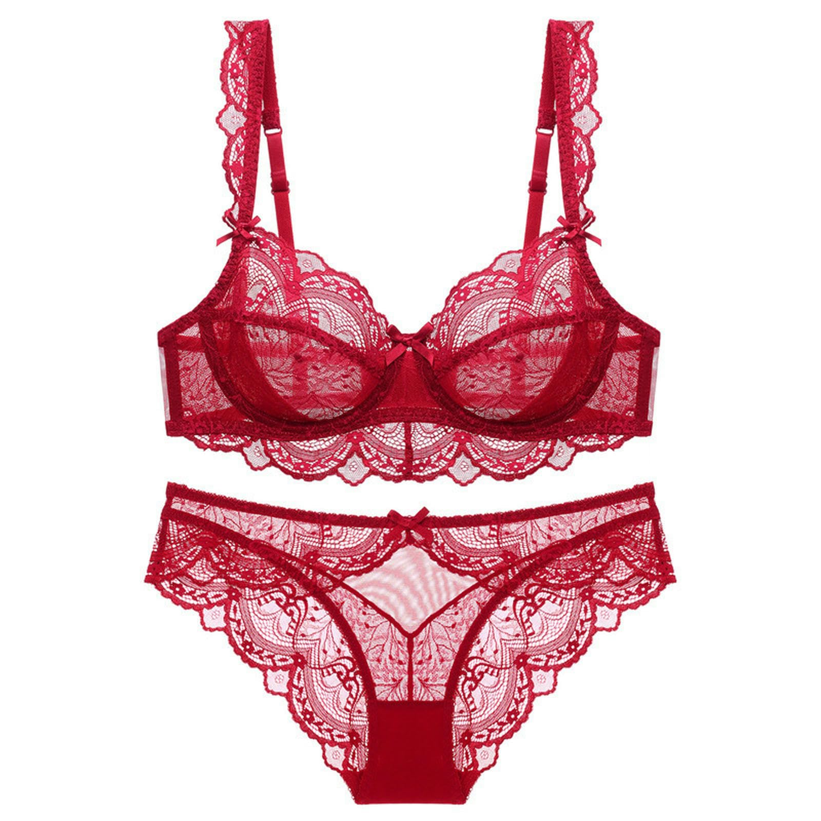 Sujetadores Conjunto De Lencería Encaje, Estilo Francés Fino Y Sexy, Sujetador Push-up Atractivo, Sin Relleno -Blanco-(Juego) 36 80a