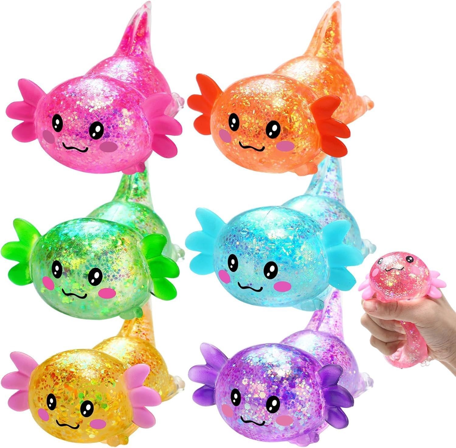 Squishy Axolotl Stress Balls,Sensory Axolotls Fidget Toys for Adults,Cute Malt Sugar Animal Stress Relief Axolotls Toys, Gift for Fathers Day, Anxiety Relief Squishy (Axolotl, 1PCS Random Color)