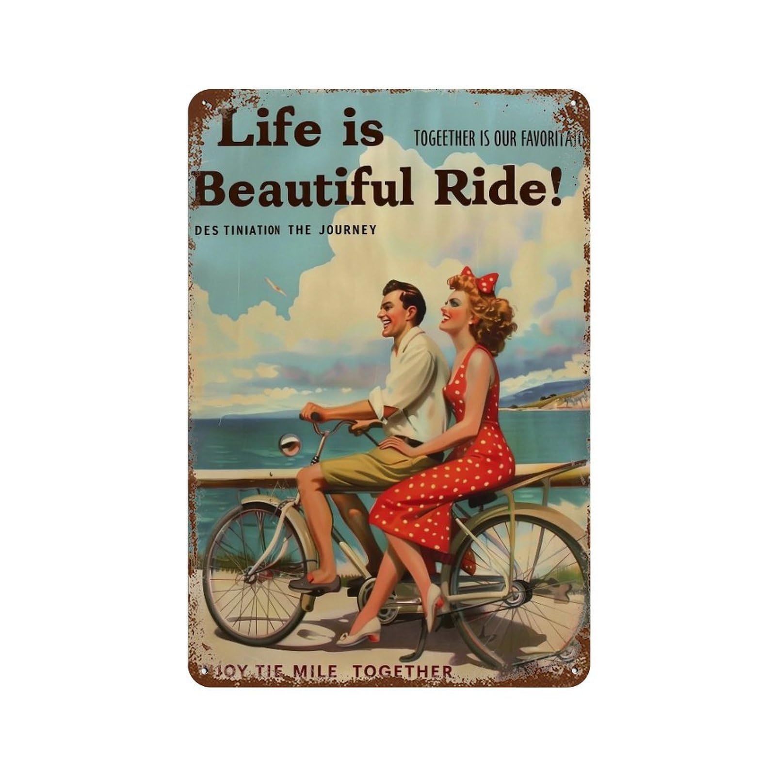 FHUYEURHRY Couple Tandem Bicycle 04 Wall Decor Retro Iron Vintage Art Metal Tin Sign Poster Modern Home Cofffee Club Art Bar Shop Decorations Style 30x20cm