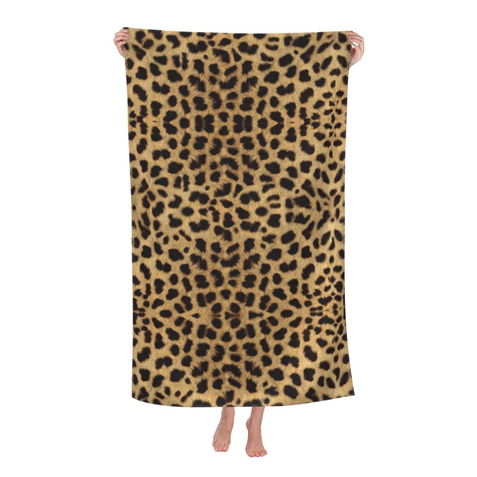 Oazcvbnn Women's White Leopard Animal Print Print Adult Beach Towel Summer Travel Pool Vacation Swimming Fitness Outdoor Adventures