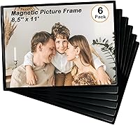 Vista 8 de Mingting Marco magnético para fotos, con capacidad para fotos de 5 x 7 pulgadas, fundas negras reutilizables para nevera, taquilla, gabinete
