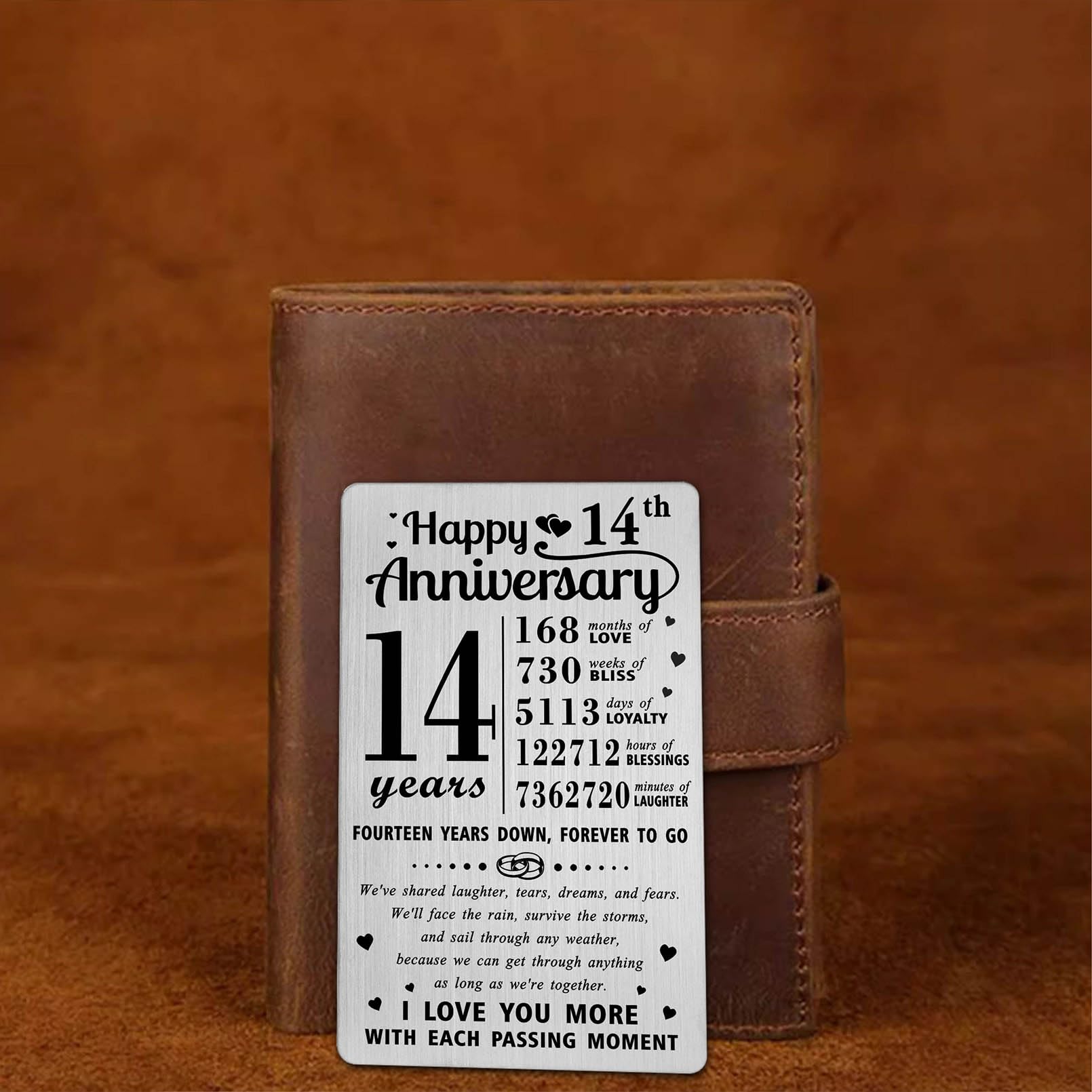 Richesele 14th Anniversary Card, Happy 14 Year Wedding Anniversary Wallet Card - Image 4