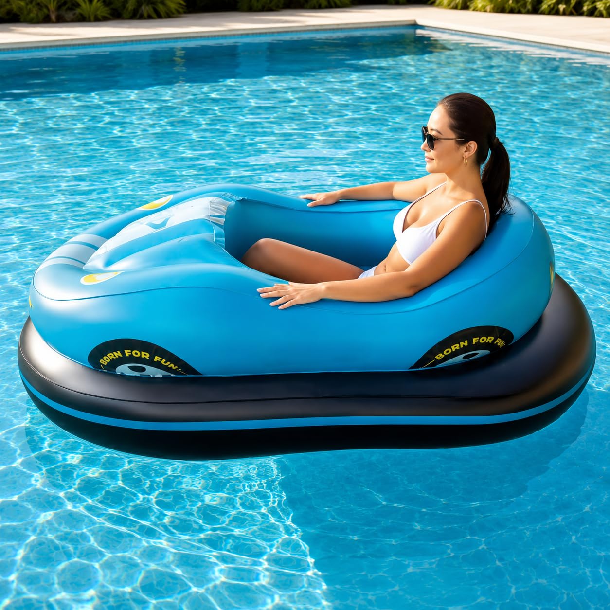 Elektrische Badeinsel mit Motor, aufblasbares Wasserboot für Erwachsene Blue | Entspanntes Cruisen, einfache Bedienung, Doppelschicht-Design, geräumiger Sitzbereich, schnelle Aufbewahrung